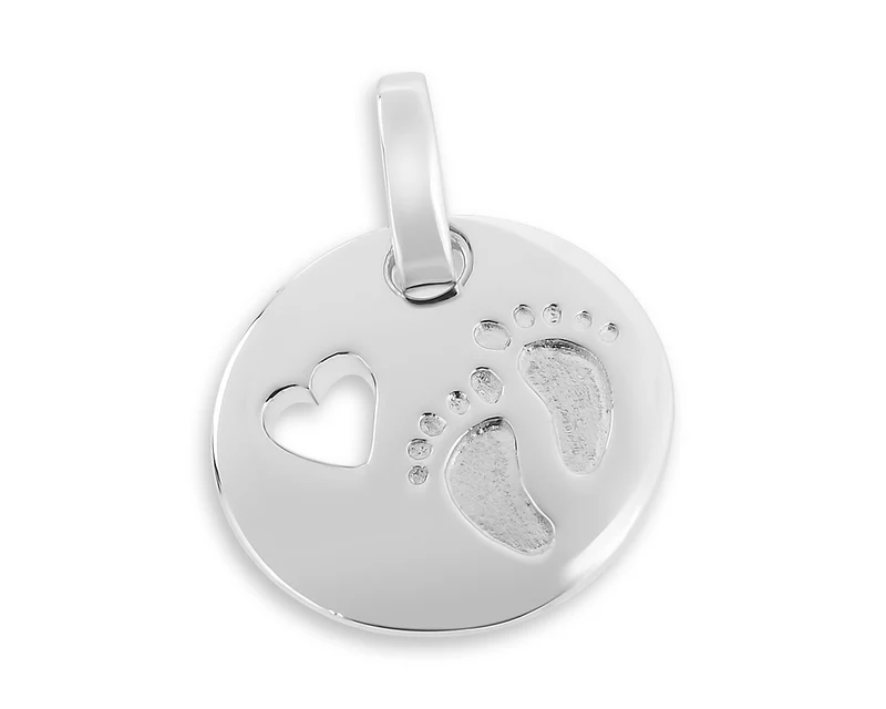 ANHÄNGER 925 SILBER BABYFÜSSE HERZ KETTENANHÄNGER GESCHENK GEBURT