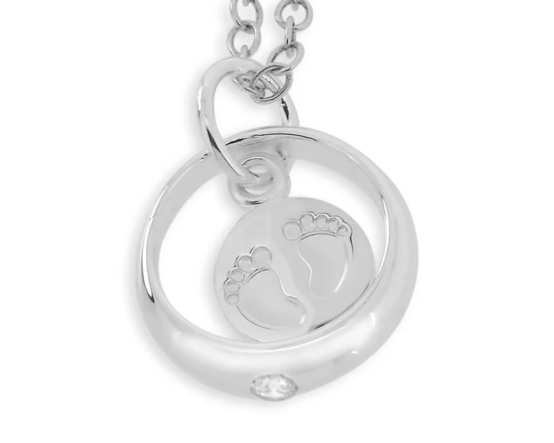 TAUFKETTE 925 SILBER TAUFRING HALSKETTE GESCHENK ZUR TAUFE GEBURT BABYFÜSSE