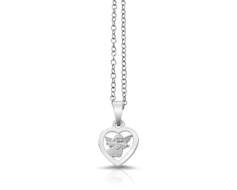 TAUFGESCHENK 925 SILBER SCHUTZENGELCHEN IM HERZ HALSKETTE ENGEL ZUR TAUFE TAUFSCHMUCK