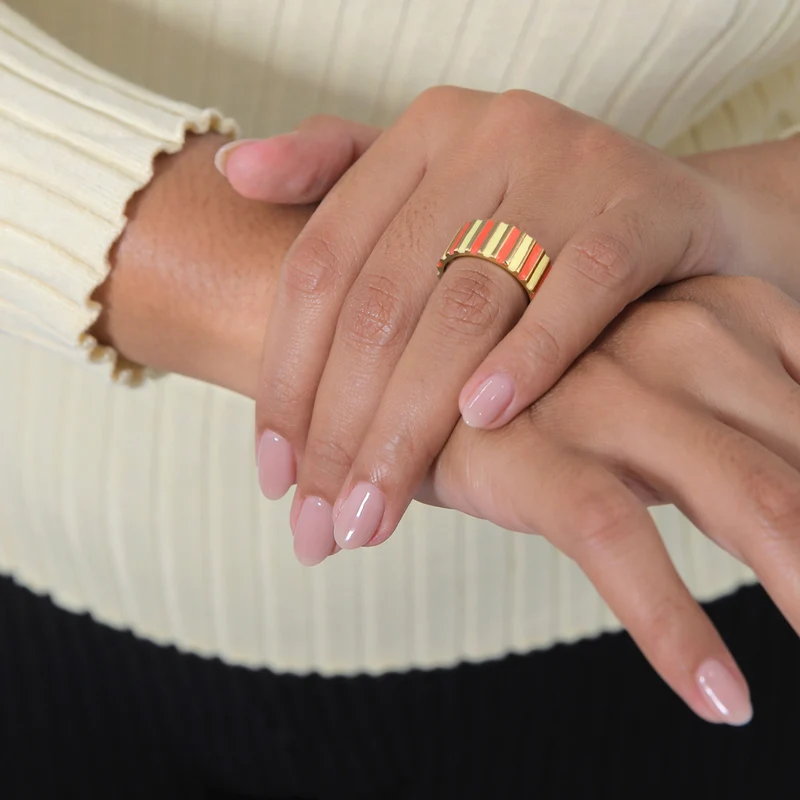 Bandring Rillen | Emaille (Orange)