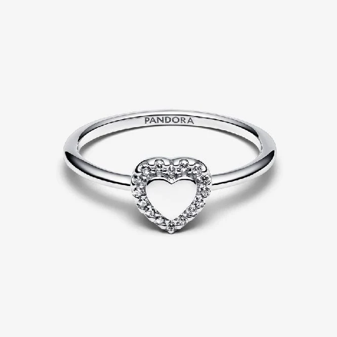 Engravable Heart Halo Ring, Size 54