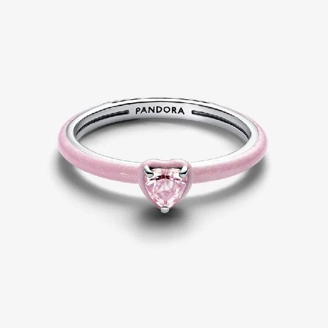 Pink Chakra Heart Ring, Size 48