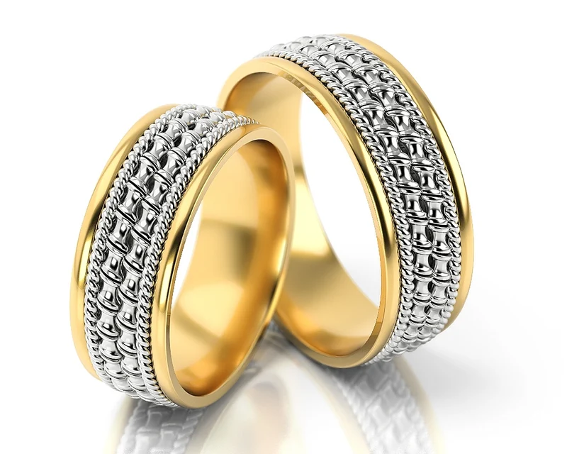 BESONDERE TRAURINGE BICOLOR AUS GOLD KOSTENLOSE GRAVUR
