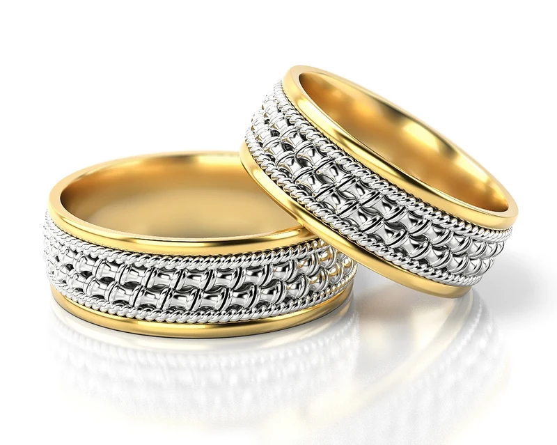 BESONDERE TRAURINGE BICOLOR AUS GOLD KOSTENLOSE GRAVUR