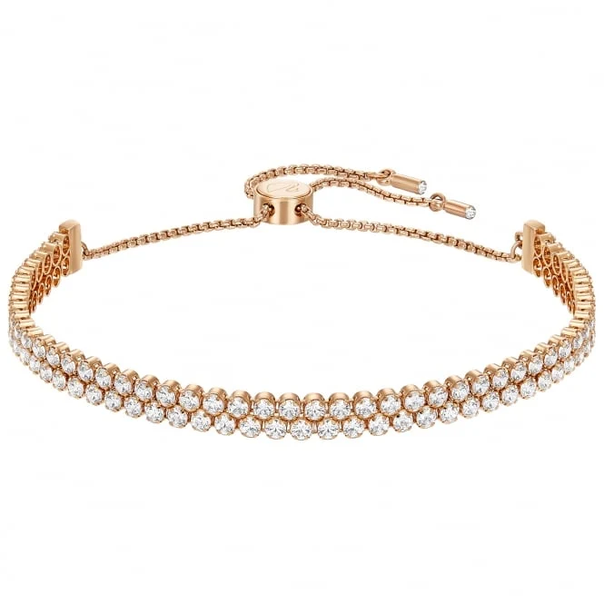 Matrix Tennis White Crystal Bracelet in Rose Gold