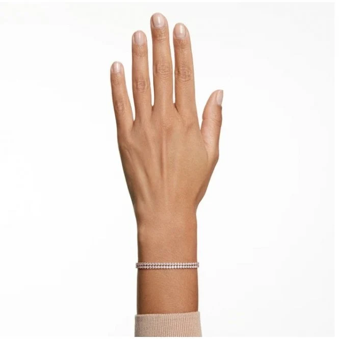 Matrix Tennis White Crystal Bracelet in Rose Gold