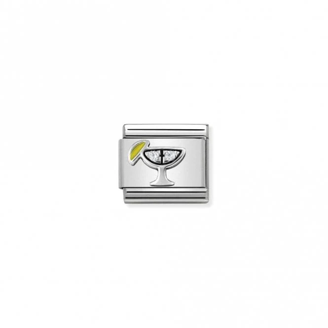 Classic Silver CZ Cocktail in White Food & Drink Charms