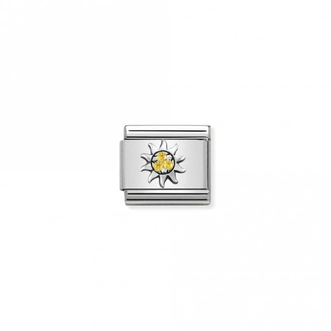 Classic Silver CZ Sun in Yellow Fairytale & Fantasy Charms