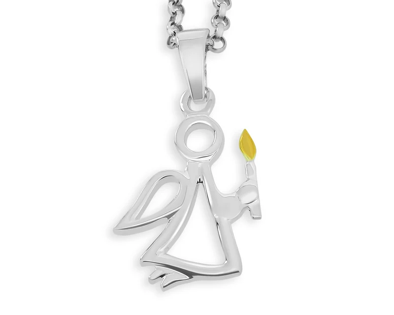 HALSKETTE ZUR TAUFE ENGEL ANHÄNGER KERZE SCHUTZENGEL TAUFSCHMUCK 925 SILBER
