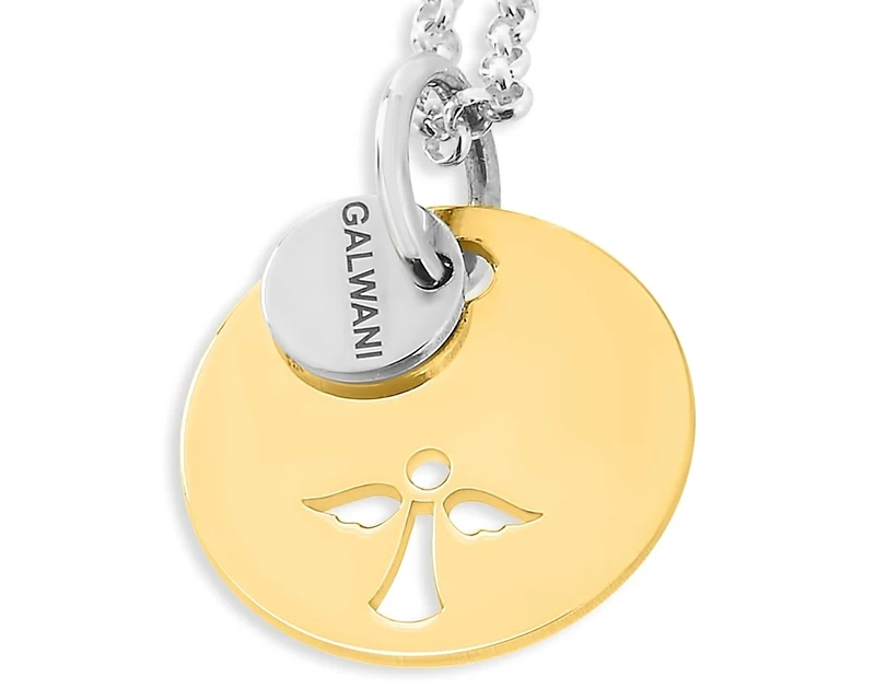 GALWANI LUCKY COIN MIT ENGEL, GESCHENK ZUR TAUFE, GLÜCKSMÜNZE, DESIGNER SCHMUCK