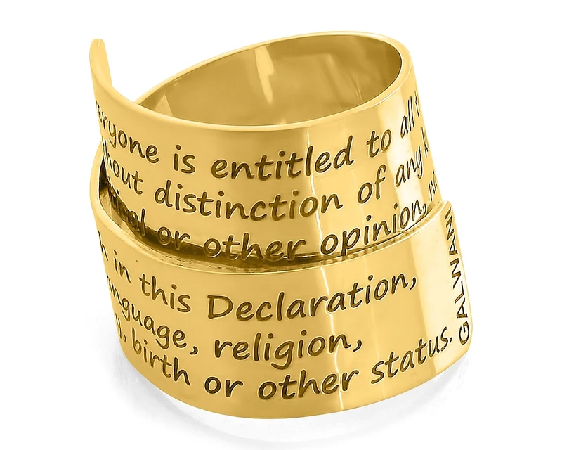 HUMAN RIGHTS JEWELLERY RING MENSCHENRECHTE DESIGNERRING GOLD SCHMUCK ONLINE