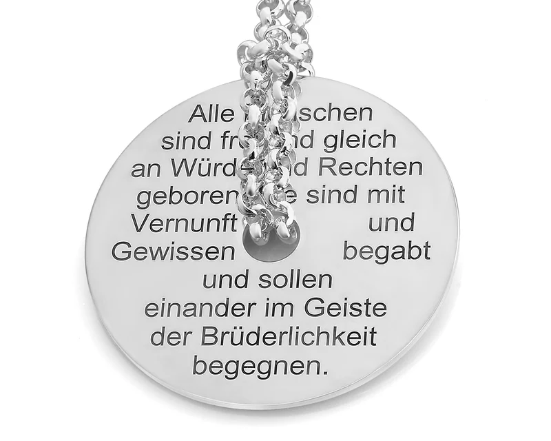 HALSKETTE HUMAN RIGHTS NECKLACE DESIGNER SCHMUCK MENSCHENRECHTE 925 Silber