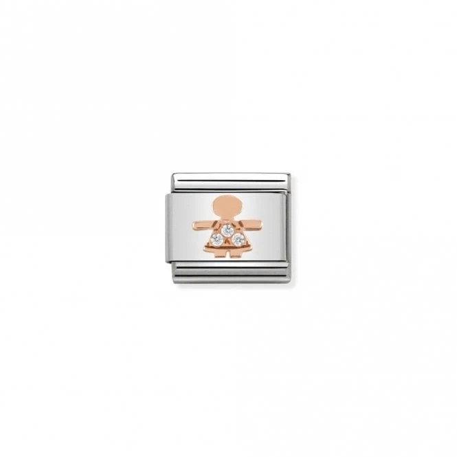 Classic Rose Gold CZ Little Girl Friends & Family Charms