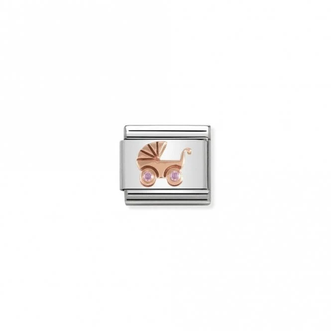 Classic Rose Gold CZ Pink Baby Carrier Friends & Family Charms