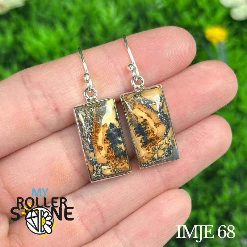 925 Silber Ohrringe Maligano Jaspis #IMJE 68