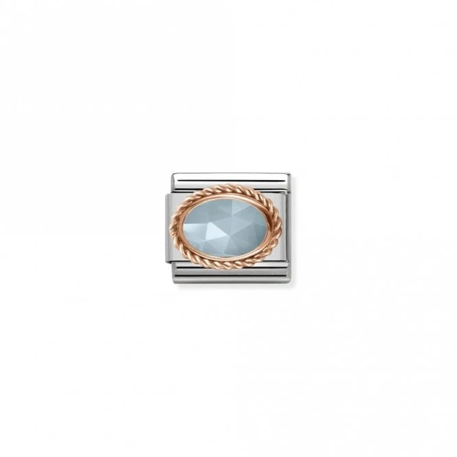 Classic Rose Gold Rich Milky Aquamarine Stone Sparkly Charms