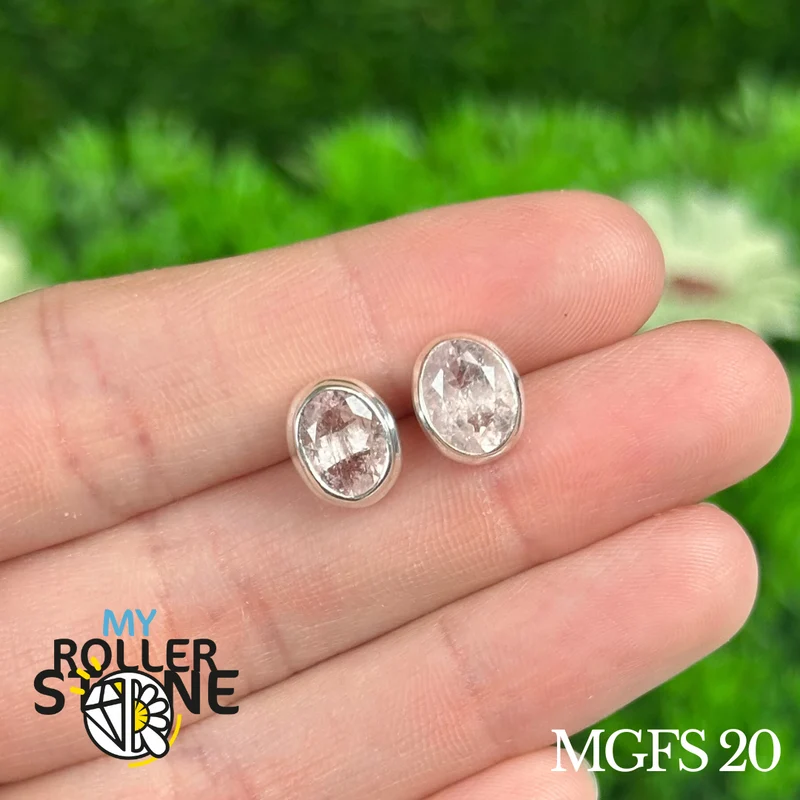 Morganit 925 Silber Ohrringe #MGFS 20