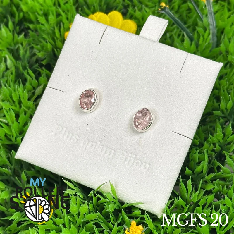 Morganit 925 Silber Ohrringe #MGFS 20