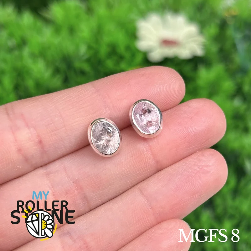 Morganit 925 Silber Ohrringe #MGFS 8