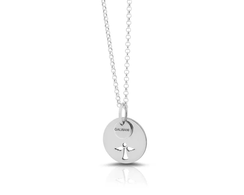 GALWANI LUCKY COIN MIT ENGEL, GESCHENK ZUR TAUFE, MÜNZE, GLÜCK, 925 SILBER