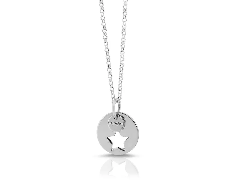 GALWANI LUCKY COIN MIT STERN, KETTE GLÜCKSMÜNZE, DESIGNERKETTE