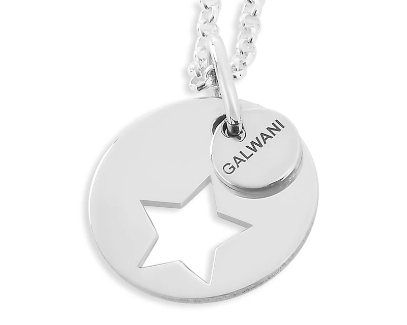 GALWANI LUCKY COIN MIT STERN, KETTE GLÜCKSMÜNZE, DESIGNERKETTE