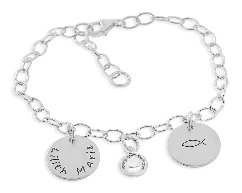 TAUFARMBAND 925 SILBER ARMBAND NAME GRAVUR TAUFSCHMUCK