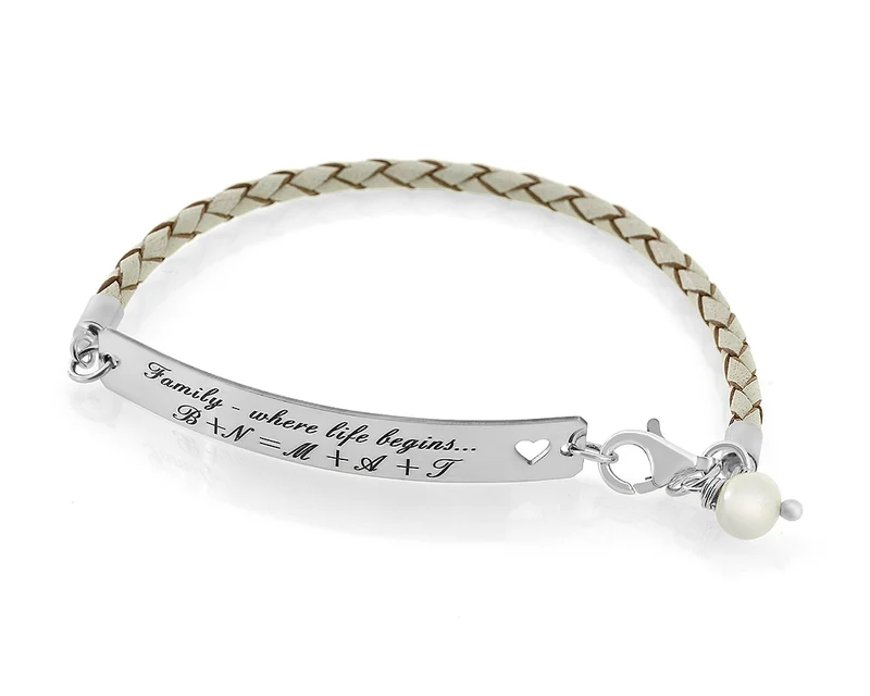 DAMEN LEDERARMBAND, ID ARMBAND MIT GRAVUR, SILBERSCHMUCK