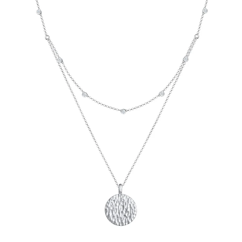 Layer-Halskette Plättchen | Mit Kristallen von Swarovski® (Weiß)