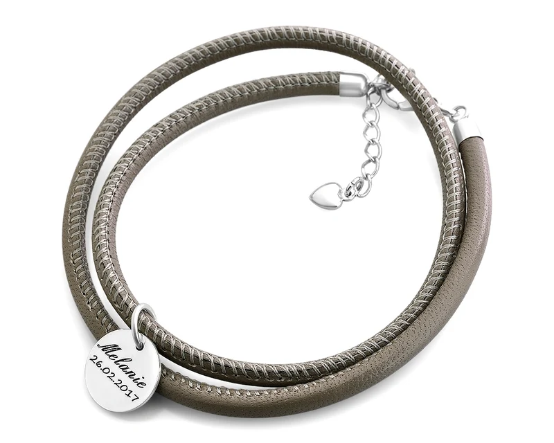 LEDERARMBAND DAMEN GRAVUR DAMENSCHMUCK ARMBAND FRAUEN 925 SILBER LEDER