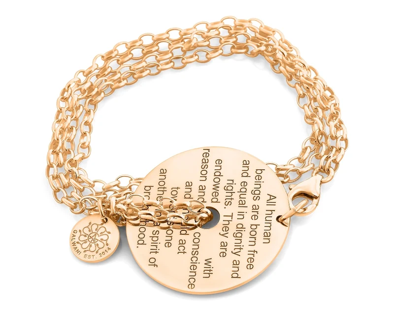 GALWANI HUMANITY SCHMUCK, ARMBAND MENSCHENRECHTE, DESIGNERSCHMUCK