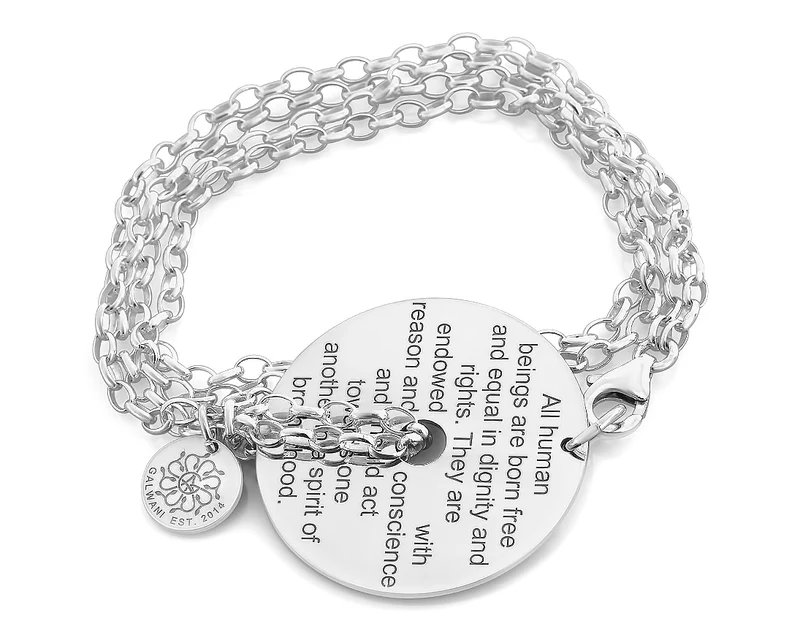 SILBERARMBAND GALWANI HUMANITY, HUMAN RIGHTS ARMBAND AUS 925 SILBER, SCHMUCK MIT BEDEUTUNG