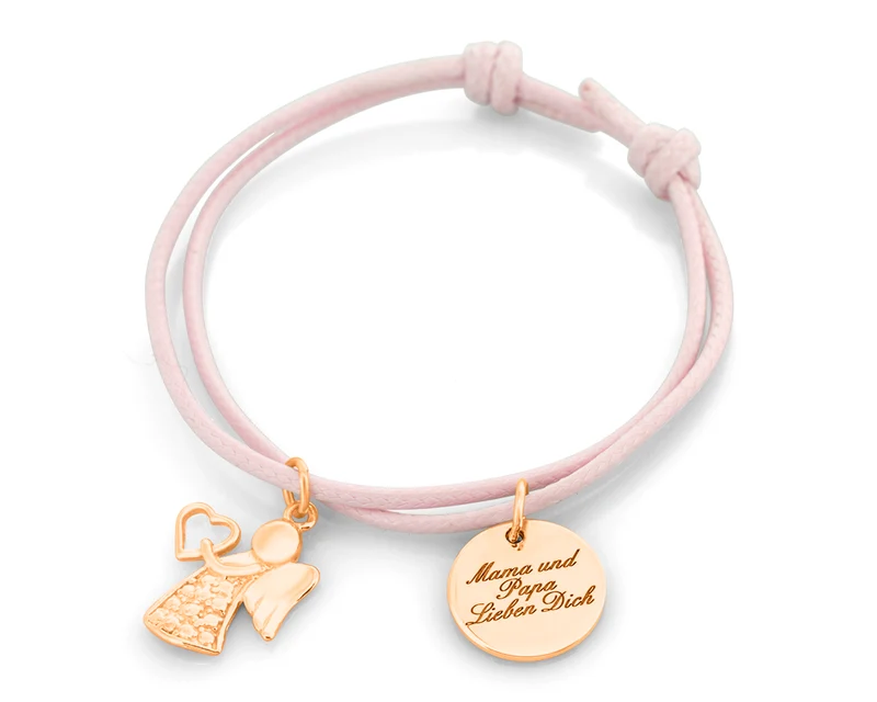 ARMBAND SCHUTZENGEL ZUR TAUFE, NAMENSCHMUCK MIT GRAVUR, ROSÉ VERGOLDET
