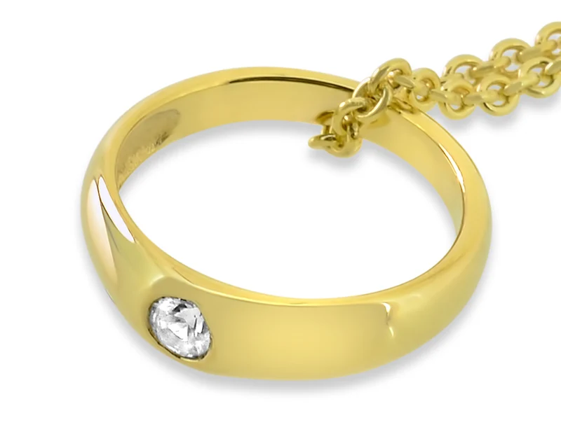 TAUFKETTE MIT TAUFRING, ZIRKONIA WEISS, TAUFSCHMUCK, KINDERSCHMUCK, 333er GOLD