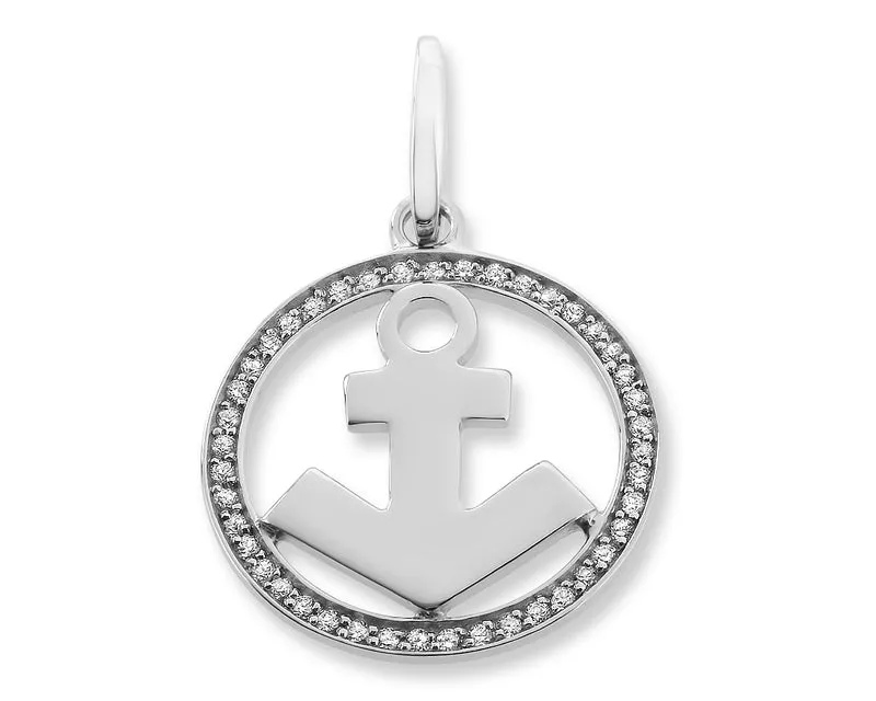 ANHÄNGER ANKER SILBERSCHMUCK DAMEN ZIRKONIA 925 STERLING SILBER