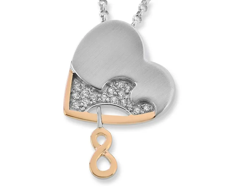SILBERKETTE MIT HERZ, UNENDLICHKEIT ZEICHEN, DAMENSCHMUCK,
