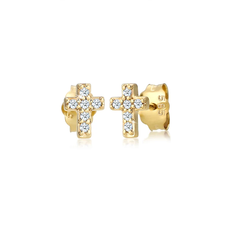 Ohrstecker Kreuz | Diamant ( Weiß, 0,06 ct )
