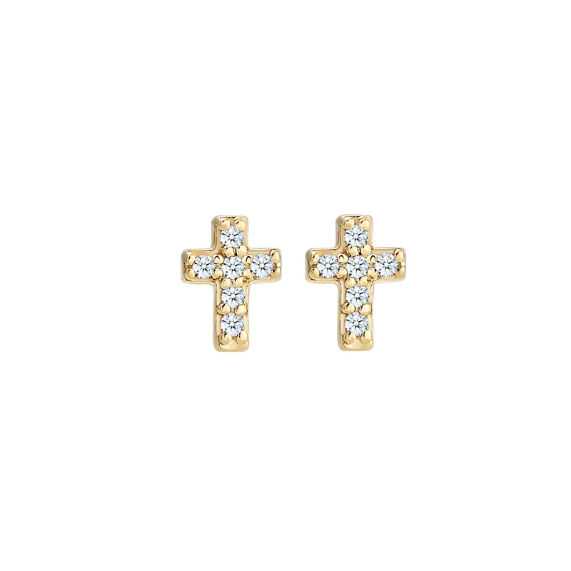 Ohrstecker Kreuz | Diamant ( Weiß, 0,06 ct )