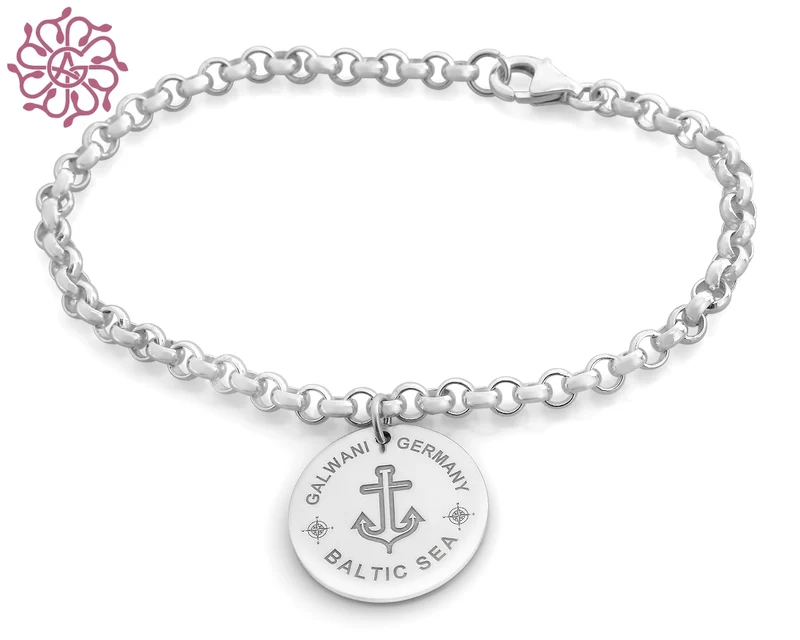 GALWANI ARMBAND MIT ANKER, DESIGNER SCHMUCK, SILBERARMBAND