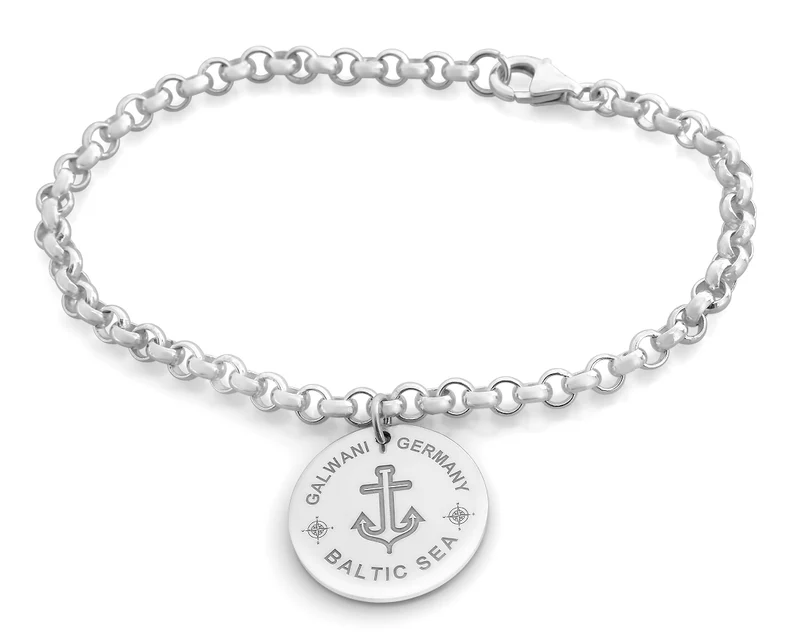 GALWANI ARMBAND MIT ANKER, DESIGNER SCHMUCK, SILBERARMBAND