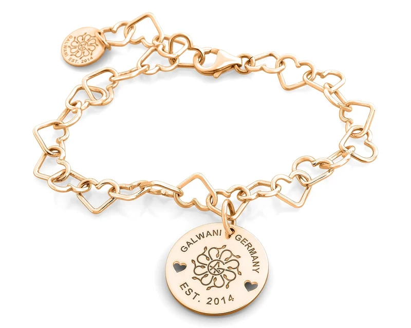 DAMENARMBAND ROSÈGOLD, HERZARMBAND, DESIGNER SCHMUCK GALWANI ARMBAND