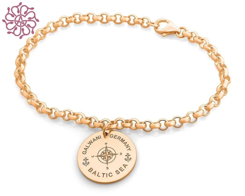 GALWANI ARMBAND ROSÉ VERGOLDET, ANKER UND KOMPASS, JEWELRY BRAND