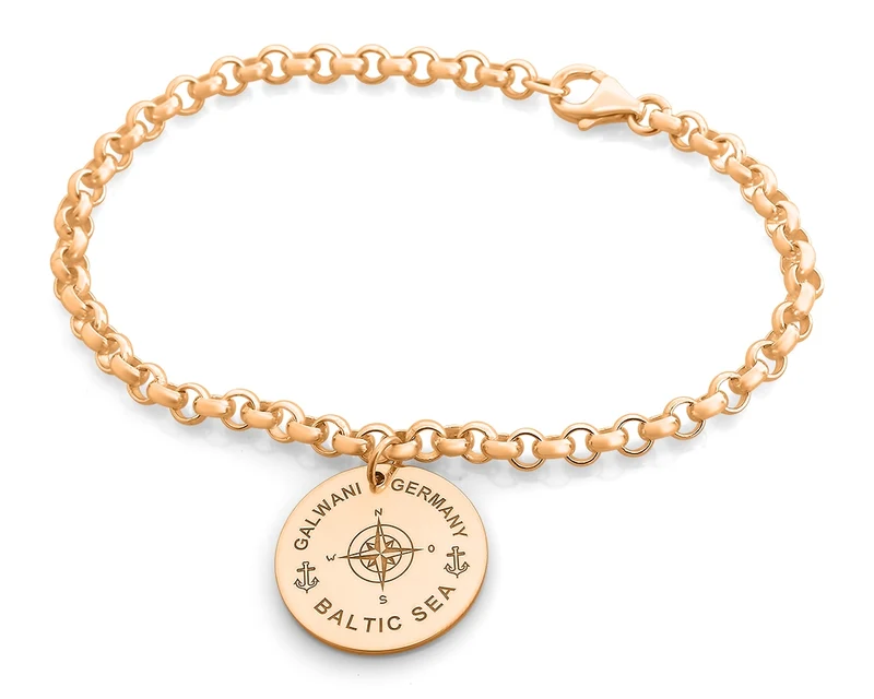 GALWANI ARMBAND ROSÉ VERGOLDET, ANKER UND KOMPASS, JEWELRY BRAND