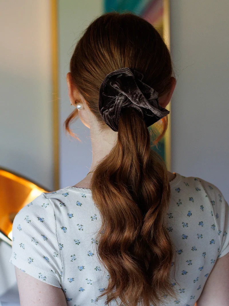 Luxe Velvet Brown Scrunchie