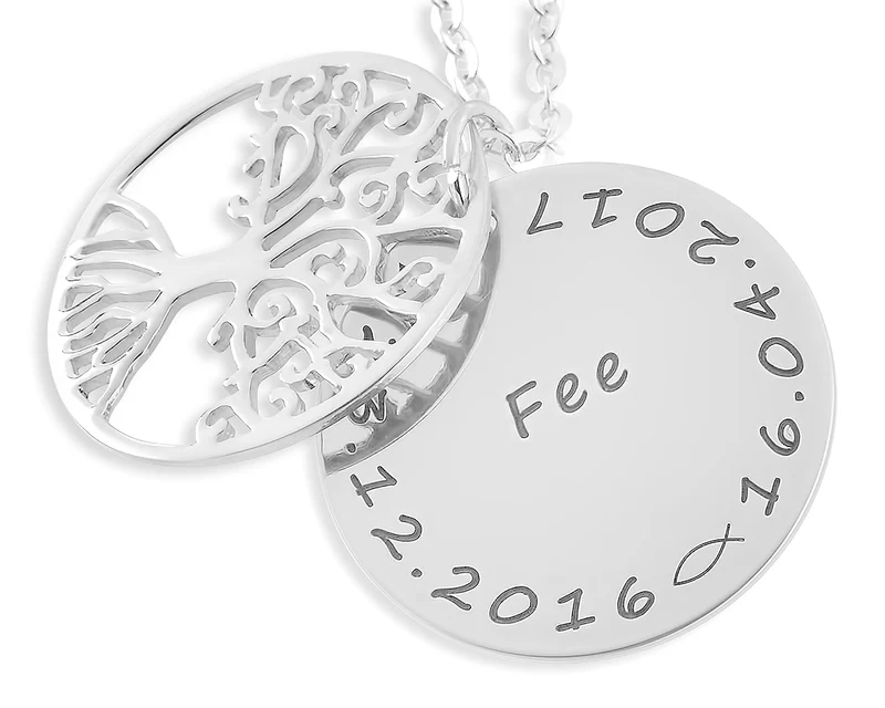 LEBENSBAUMKETTE MIT GRAVUR, GESCHENK ZUR TAUFE, PERSONALISIERTE SCHACHTEL