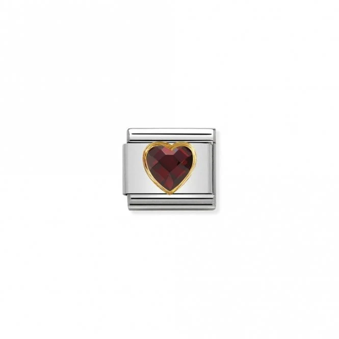 Classic Gold CZ Facetted Red Heart Love & Hearts Charms