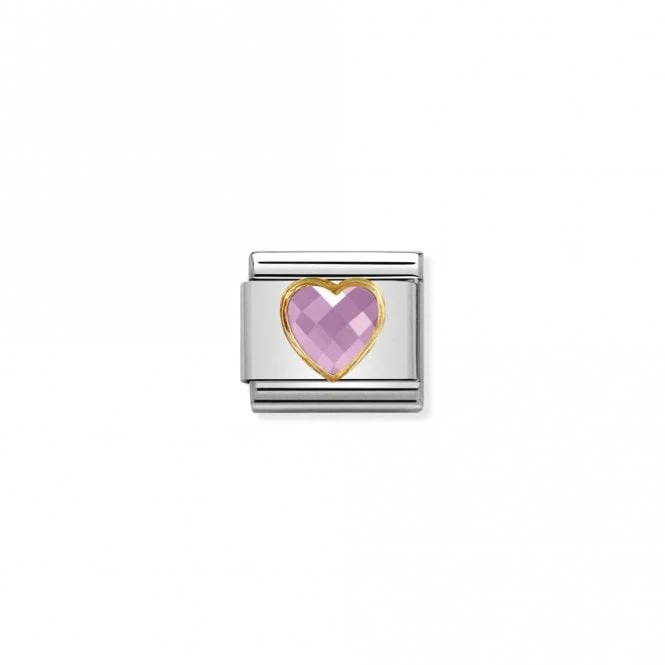 Classic Gold CZ Facetted Pink Heart Love & Hearts Charms