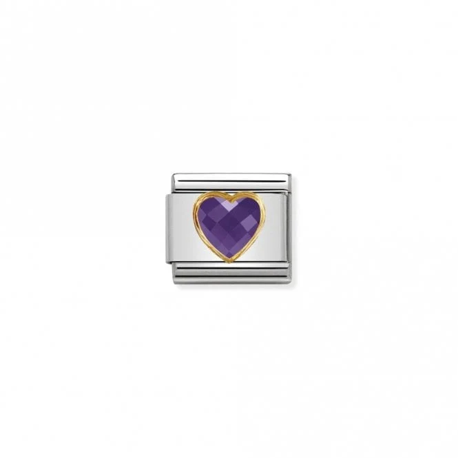 Classic Gold CZ Facetted Purple Heart Love & Hearts Charms