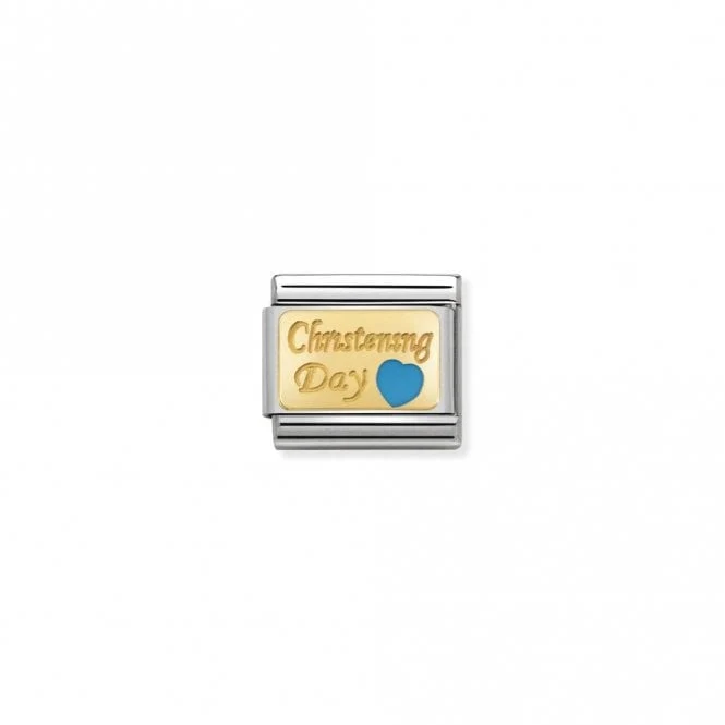 Classic Gold Light Blue Christening Day Friends & Family Charms