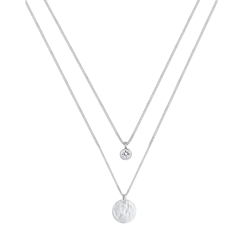 Layer-Halskette Plättchen | Mit Kristallen von Swarovski® (Weiß)